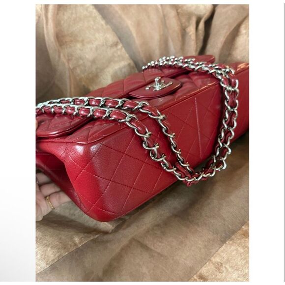 Chanel Caviar Jumbo Double Flap Bag Leather Red - Picture 9 of 16
